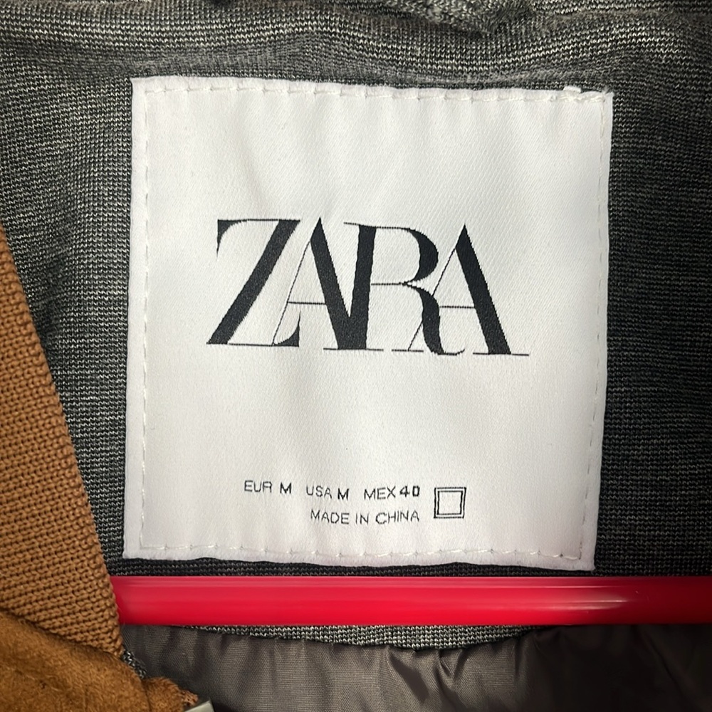 Gray and Brown Zara Suede Front Jacket Men's Med - Picture 2 of 9